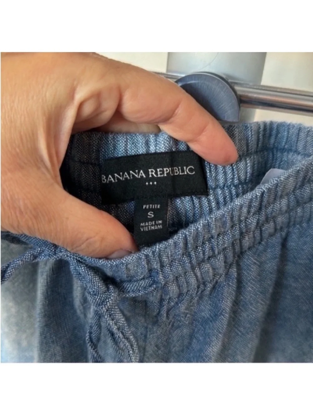 Banana Republic Linen Blend Cargo Style Joggers/pants Sz S Petite Blue